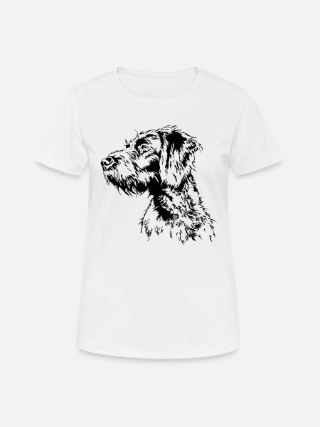 GERMAN WIRE HAIR Wilsigns Jagdhund chiens de chasse - T-shirt respirant Femme - blanc