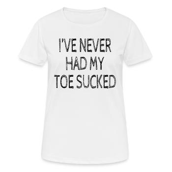 Ich habe noch nie einen Zeh gelutscht White Lies Party - Frauen T-Shirt atmungsaktiv - Weiß - Vorne - AI Model Female 172 dark (172cm)