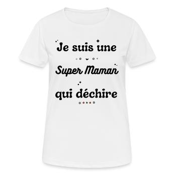 Super-Mama, die rockt - Frauen T-Shirt atmungsaktiv - Weiß - Vorne - AI Model Female 172 dark (172cm)