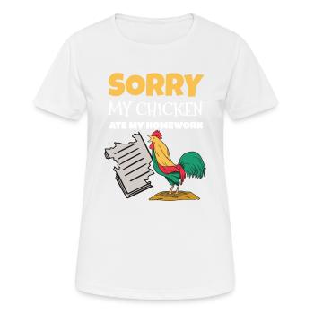Le poulet a mangé Mes devoirs Idée de cadeau - T-shirt respirant Femme - blanc - Devant - AI Model Female 172 dark (172cm)
