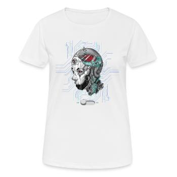 Tête de robot avec oiseau dans la tête cyber technologie AI - T-shirt respirant Femme - blanc - Devant - AI Model Female 172 dark (172cm)