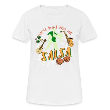 Salsa Danse Danse Professeur de danse Idée de cadeau - T-shirt respirant Femme - blanc - Devant - AI Model Female 172 dark (172cm)