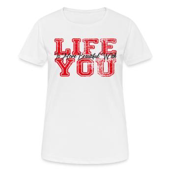 Saint Valentin Cadeau Copine Copain Février - T-shirt respirant Femme - blanc - Devant - AI Model Female 172 dark (172cm)