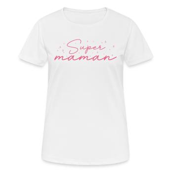 super maman - T-shirt respirant Femme - blanc - Devant - AI Model Female 172 dark (172cm)