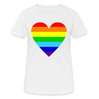 Herz Regenbogen Farben bunt - Frauen T-Shirt atmungsaktiv - Weiß - Vorne - AI Model Female 172 dark (172cm)