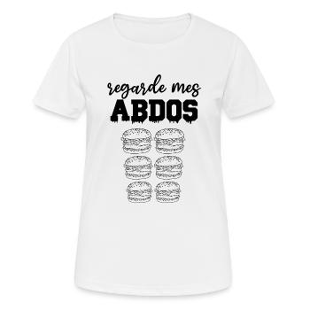Regarde mes abdos burger cadeau bouffe - T-shirt respirant Femme - blanc - Devant - AI Model Female 172 dark (172cm)
