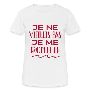 Je ne vieillis pas je me bonifie ! - T-shirt respirant Femme - blanc - Devant - AI Model Female 172 dark (172cm)