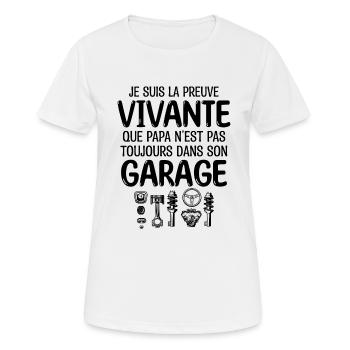 Garagiste preuve Vivante - cadeau Garagiste mécano - T-shirt respirant Femme - blanc - Devant - AI Model Female 172 dark (172cm)