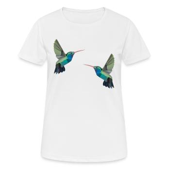 Colibri oiseau oiseaux polygone perruche cadeau - T-shirt respirant Femme - blanc - Devant - AI Model Female 172 dark (172cm)