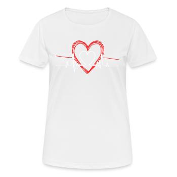 EKG Heartbeat Love Cardiogram Hollow ECG Heart - Women's Breathable T-Shirt - white - Front - AI Model Female 172 dark (172cm)