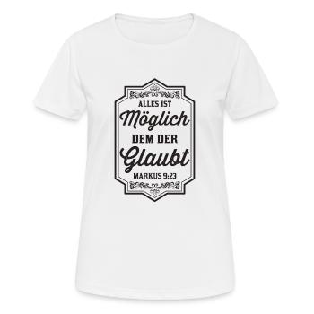 Bibelvers - Christlich - Glaube - Frauen T-Shirt atmungsaktiv - Weiß - Vorne - AI Model Female 172 dark (172cm)