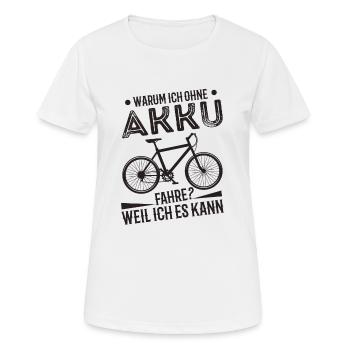 Fahrrad ohne Akku - Frauen T-Shirt atmungsaktiv - Weiß - Vorne - AI Model Female 172 dark (172cm)