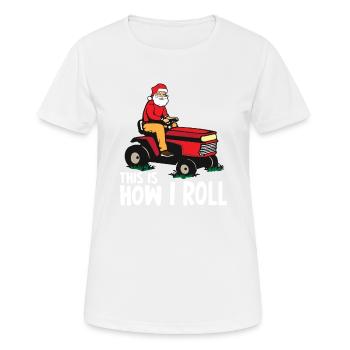 Tondeuse à gazon Père Noël homme cadeau de Noël - T-shirt respirant Femme - blanc - Devant - AI Model Female 172 dark (172cm)