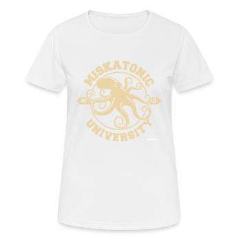 Logo de l'Université Miskatonic - T-shirt respirant Femme - blanc - Devant - AI Model Female 172 dark (172cm)
