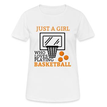 Basketteuse amateur de basket-ball - T-shirt respirant Femme - blanc - Devant - AI Model Female 172 dark (172cm)