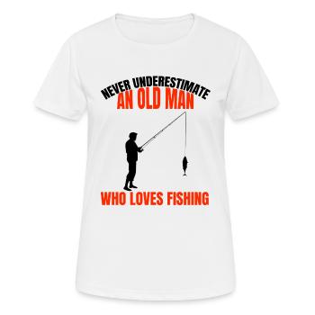 Pêche poissons grand-père pêche retraités papa hameçon - T-shirt respirant Femme - blanc - Devant - AI Model Female 172 dark (172cm)