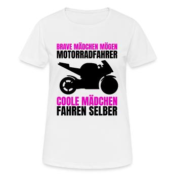 Motorrad Frauen Geschenk Bike Mädchen Mofa Moped - Frauen T-Shirt atmungsaktiv - Weiß - Vorne - AI Model Female 172 dark (172cm)