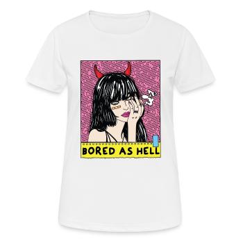 POP-ART Bored As Hell ARTWORK, Devil Frau 80s - Women's Breathable T-Shirt - white - Front - AI Model Female 172 dark (172cm)