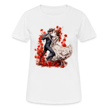 Tanzende Skelette mit Rosen 2 - Frauen T-Shirt atmungsaktiv - Weiß - Vorne - AI Model Female 172 dark (172cm)