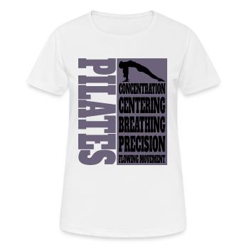 Pilates Concentration Centrant Respiration - T-shirt respirant Femme - blanc - Devant - AI Model Female 172 dark (172cm)