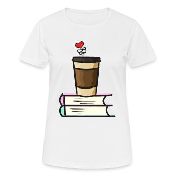 Café thé et livres avec coeur - T-shirt respirant Femme - blanc - Devant - AI Model Female 172 dark (172cm)