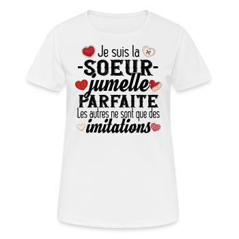 Sœur Jumelle Sœurs Frère Famille Amour Fille Rose - T-shirt respirant Femme - blanc - Devant - AI Model Female 172 dark (172cm)