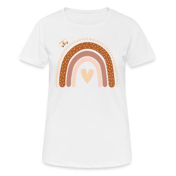 Regenbogen Reisemobilherz - Frauen T-Shirt atmungsaktiv - Weiß - Vorne - AI Model Female 172 dark (172cm)