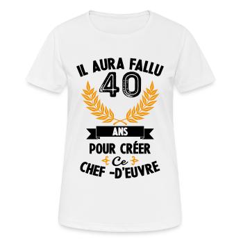 40 Ans anniversaire 40 anniversaire cadeau 40 ans - T-shirt respirant Femme - blanc - Devant - AI Model Female 172 dark (172cm)
