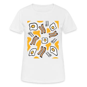 Frühstück Design aus Spiegeleiern und Speck - Frauen T-Shirt atmungsaktiv - Weiß - Vorne - AI Model Female 172 dark (172cm)