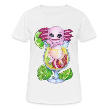 Niedliches Sommer Axolotl schwimmt in Cocktail - Frauen T-Shirt atmungsaktiv - Weiß - Vorne - AI Model Female 172 dark (172cm)