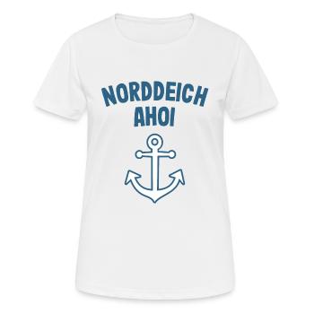 Norddeich Ahoi - Frauen T-Shirt atmungsaktiv - Weiß - Vorne - AI Model Female 172 dark (172cm)