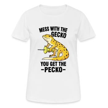 Gecko Meme - Frauen T-Shirt atmungsaktiv - Weiß - Vorne - AI Model Female 172 dark (172cm)