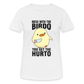Vogel Meme - Frauen T-Shirt atmungsaktiv - Weiß - Vorne - AI Model Female 172 dark (172cm)