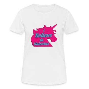 Je crois aux licornes - T-shirt respirant Femme - blanc - Devant - AI Model Female 172 dark (172cm)