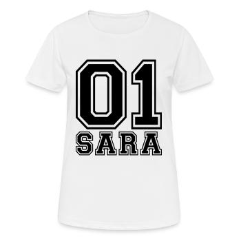 Sara - Nom - T-shirt respirant Femme - blanc - Devant - AI Model Female 172 dark (172cm)