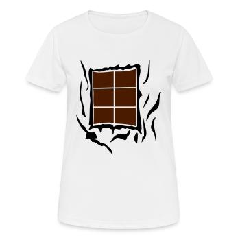 tablette chocolat abdominaux dechire1 - T-shirt respirant Femme - blanc - Devant - AI Model Female 172 dark (172cm)