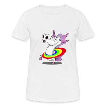 Unicorn / Unicorn HULAHOOP Rainbow - Women's Breathable T-Shirt - white - Front - AI Model Female 172 dark (172cm)
