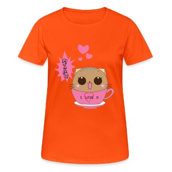 Chat Mignon - T-shirt respirant Femme - orange néon - Devant - AI Model Female 172 dark (172cm)