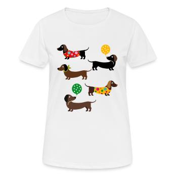 Teckel d'été - T-shirt respirant Femme - blanc - Devant - AI Model Female 172 dark (172cm)