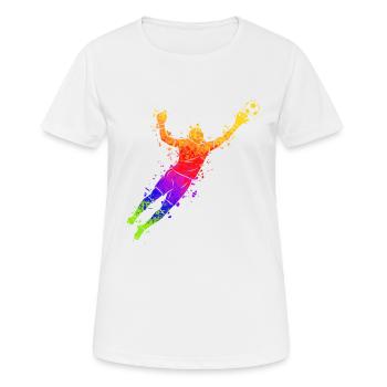 Bunter Torwart Torhüter Fußball Tormann - Frauen T-Shirt atmungsaktiv - Weiß - Vorne - AI Model Female 172 dark (172cm)