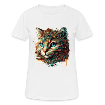 Tête de chat d’un jeune chaton en tant que bébé chat - T-shirt respirant Femme - blanc - Devant - AI Model Female 172 dark (172cm)
