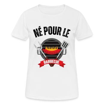 Né pour le barbecue BBQ 2 - T-shirt respirant Femme - blanc - Devant - AI Model Female 172 dark (172cm)