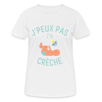 J peux pas j ai crèche - T-shirt respirant Femme - blanc - Devant - AI Model Female 172 dark (172cm)
