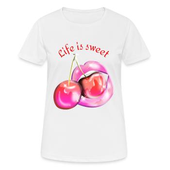 Life is Sweet - Women's Breathable T-Shirt - white - Front - AI Model Female 172 dark (172cm)