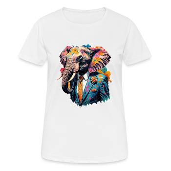 Elefant im Anzug - Frauen T-Shirt atmungsaktiv - Weiß - Vorne - AI Model Female 172 dark (172cm)