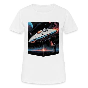 Ai Planet Raumschiff - Frauen T-Shirt atmungsaktiv - Weiß - Vorne - AI Model Female 172 dark (172cm)
