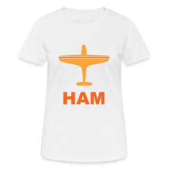 Flughafen Hamburg - HAM - Hansestadt - Elbe - Frauen T-Shirt atmungsaktiv - Weiß - Vorne - AI Model Female 172 dark (172cm)