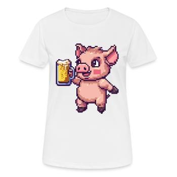 Pork Beer Pixel - Women's Breathable T-Shirt - white - Front - AI Model Female 172 dark (172cm)