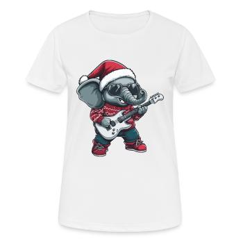 Elephant Christmas Rocker Guitar - Women's Breathable T-Shirt - white - Front - AI Model Female 172 dark (172cm)