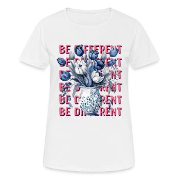 Soyez différent – Tulipes bleues et positivité - T-shirt respirant Femme - blanc - Devant - AI Model Female 172 dark (172cm)